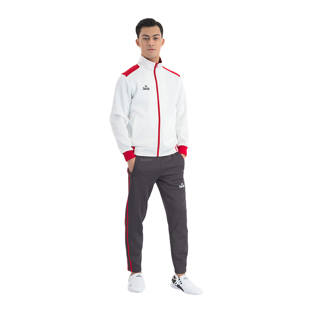 Daedo Slim Fit Tracksuit Hvid/Rød & Grå